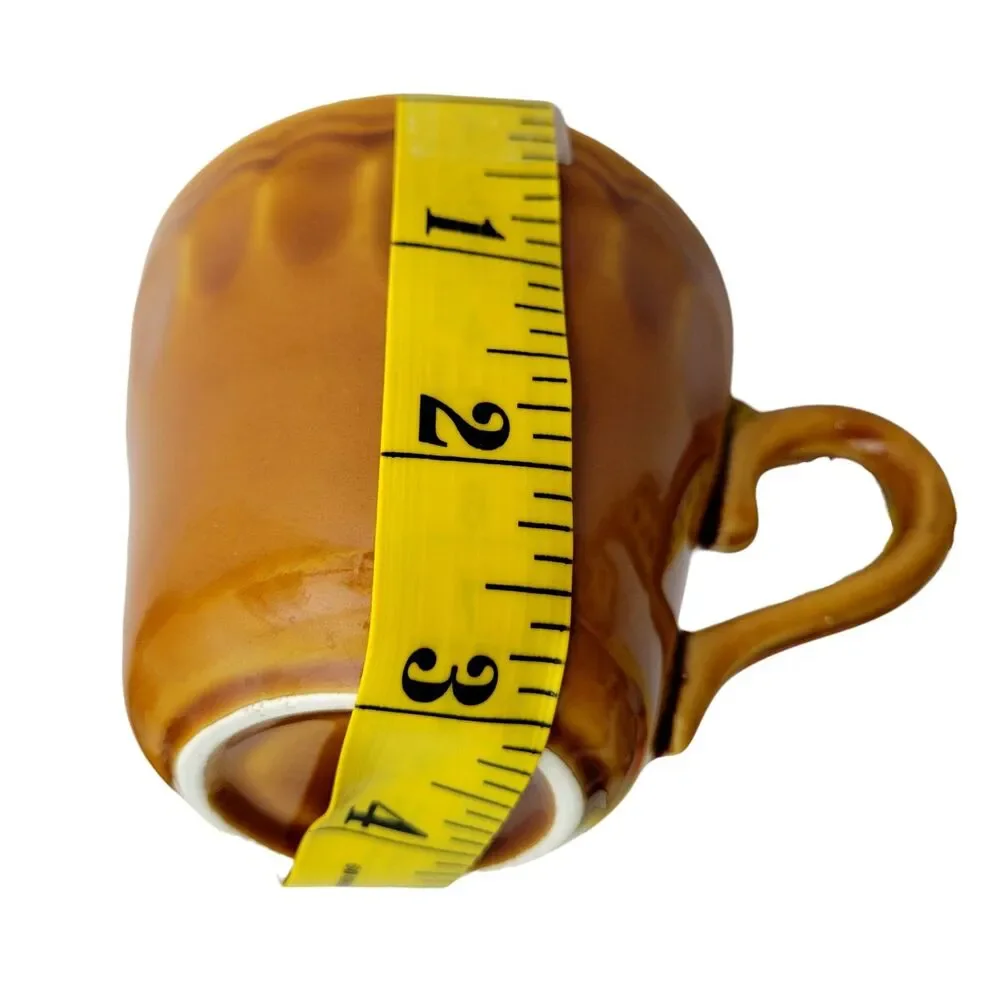 Amber Brown Ceramic Teacup and Saucer Set - 4-Piece
